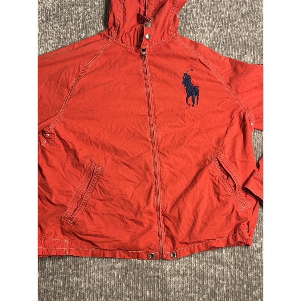 Polo Ralph Lauren Big Pony Hooded Windbreaker Jacket Red XL Full Zip